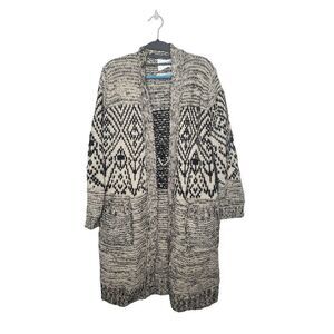 Essentiel Antwerp Mohair Wool Alpaca Blend Geometric Print Long Line Cardigan